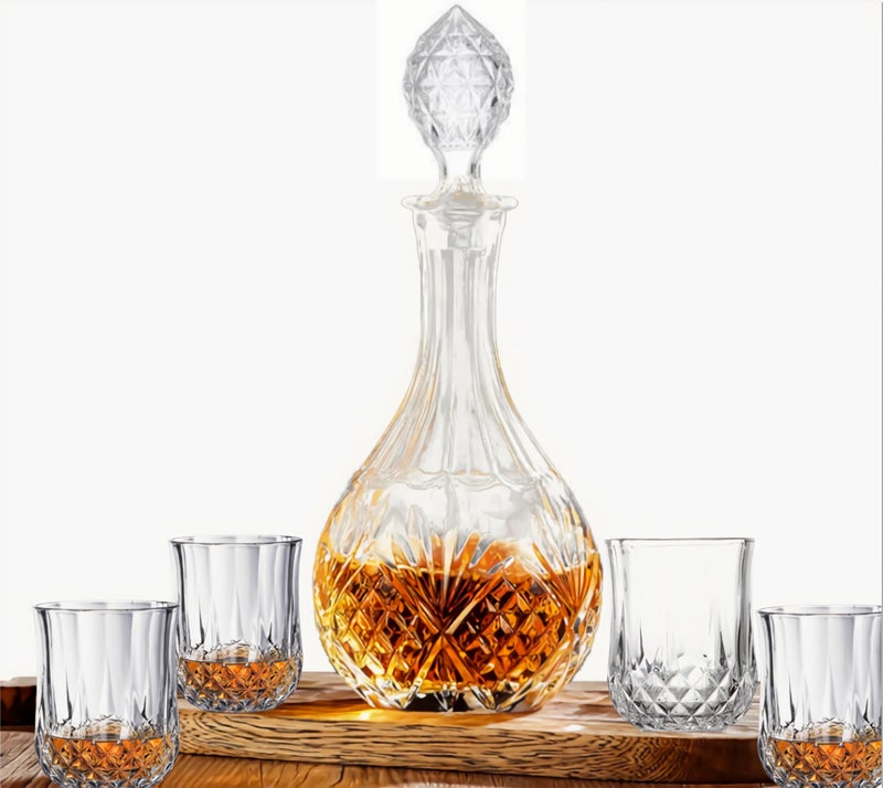 KNC Whiskey Decanter With Glass Stopper,Liquor Decanter For Alcohol,Wine,Scotch,Brandy or Bourbon, Lead-Free Crystal Decanter Circular(800ml/27oz) - Image 5