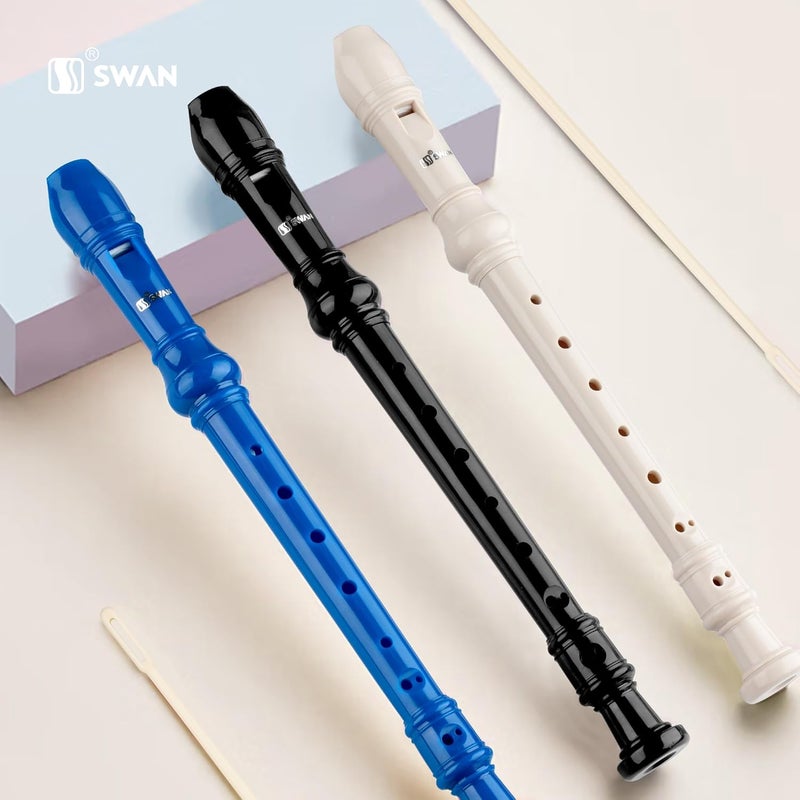 SWAN Soprano Recorder Instrument for Beginners Student - 8 Hole Flute Detachable 3pcs ABS Descant Recorders with Cleaning Rod and Chart, Baroque Style, Beige - Image 5