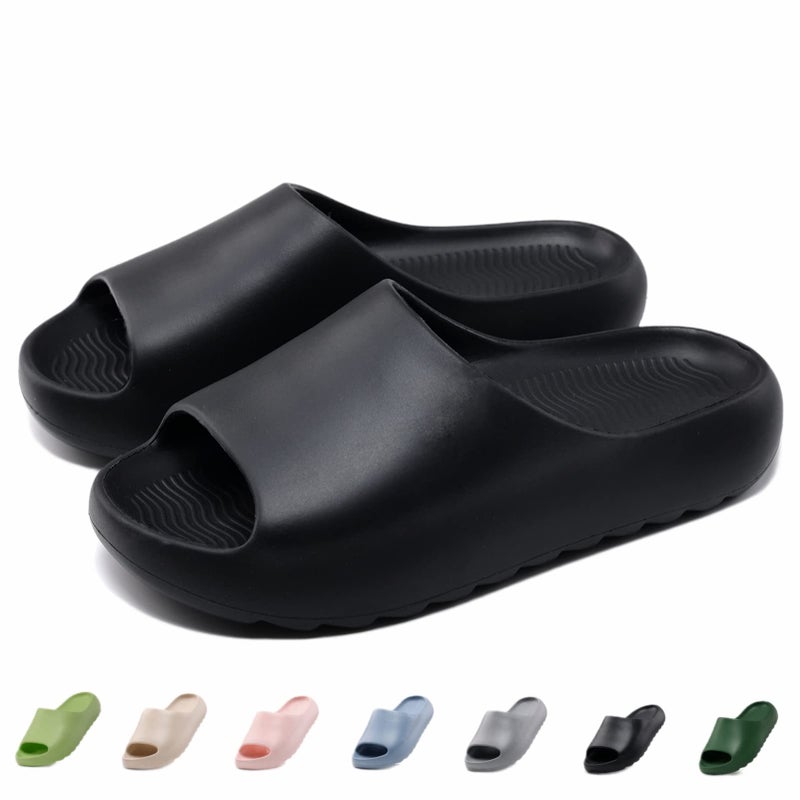 Cushioned Non-Slip Waterproof EVA Slides for Women Men and Kids, Soft Thick Sole Shower Sandals - Image 1