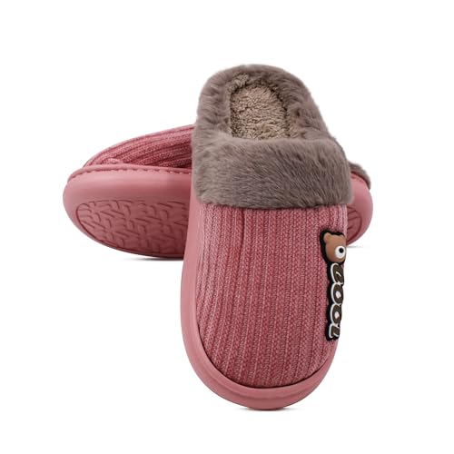 VRITRAZ Winter Warm Slippers for Women | Soft Fur Indoor Home Footwear | Cushioned Grip Sole (Coral, 6) - Image 2