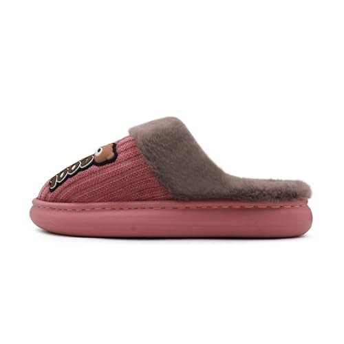 VRITRAZ Winter Warm Slippers for Women | Soft Fur Indoor Home Footwear | Cushioned Grip Sole (Coral, 6) - Image 4
