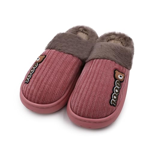VRITRAZ Winter Warm Slippers for Women | Soft Fur Indoor Home Footwear | Cushioned Grip Sole (Coral, 6) - Image 1