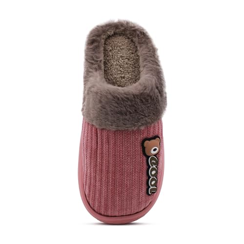 VRITRAZ Winter Warm Slippers for Women | Soft Fur Indoor Home Footwear | Cushioned Grip Sole (Coral, 6) - Image 5
