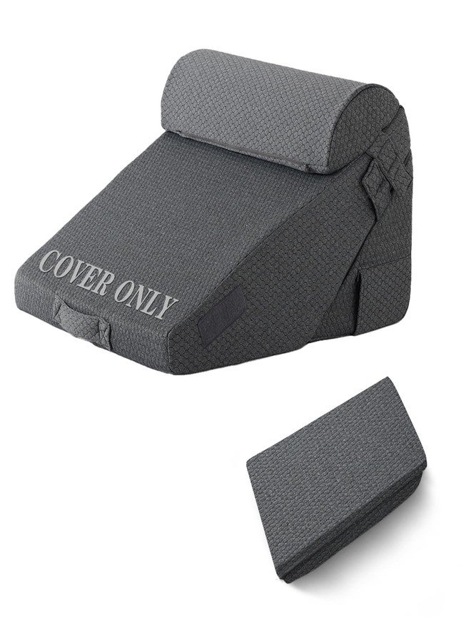 Bedluxe Wedge Pillow Set Cover for 3PCS, Adjustable Bed Wedge Pillow Case with Side Pocket, Removable&Machine Washable Wedge Pillowcase with Zipper, 22"x22"x12", Dark Grey(Pillow NOT Include) - Image 1