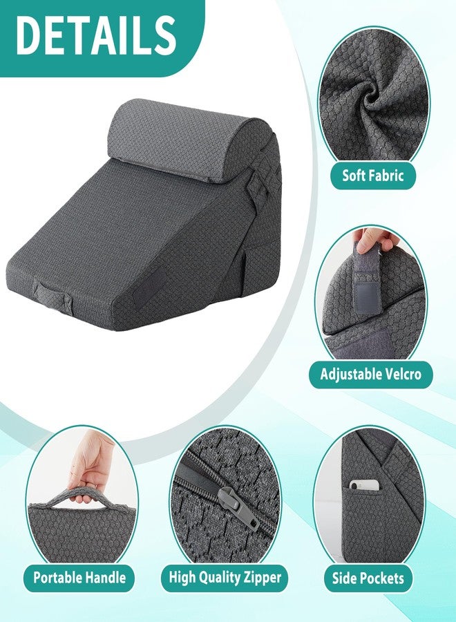 Bedluxe Wedge Pillow Set Cover for 3PCS, Adjustable Bed Wedge Pillow Case with Side Pocket, Removable&Machine Washable Wedge Pillowcase with Zipper, 22"x22"x12", Dark Grey(Pillow NOT Include) - Image 4