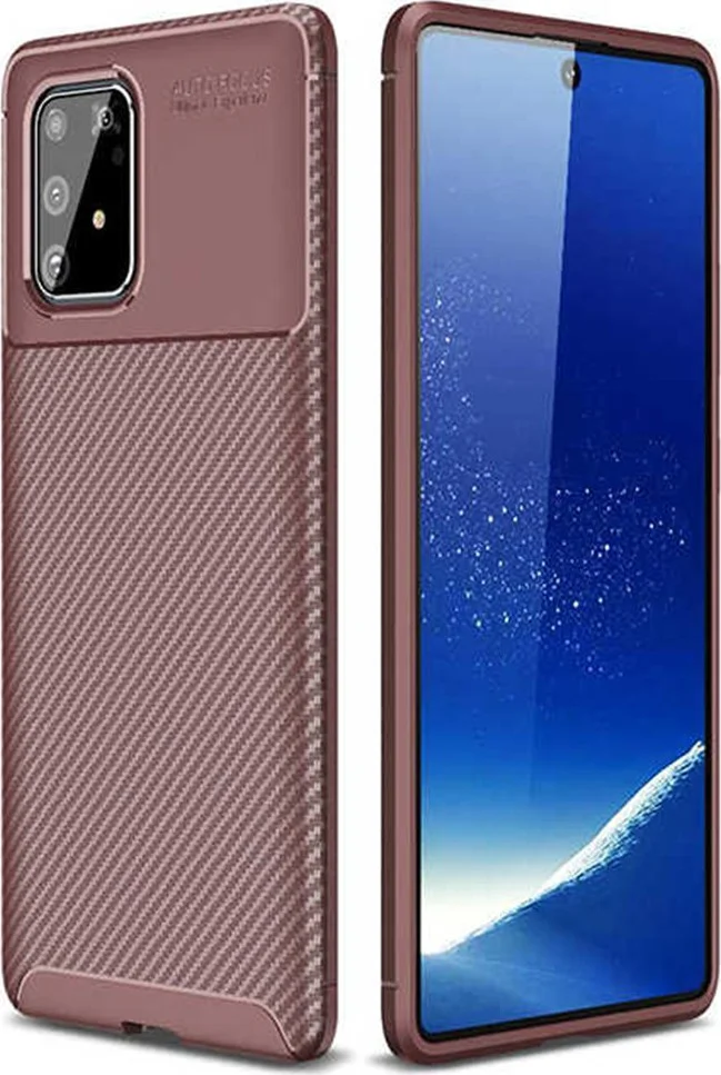 CoverZone Samsung Galaxy S10 Lite Case Carbon Deluxe TPU Silicone Dlx Brown