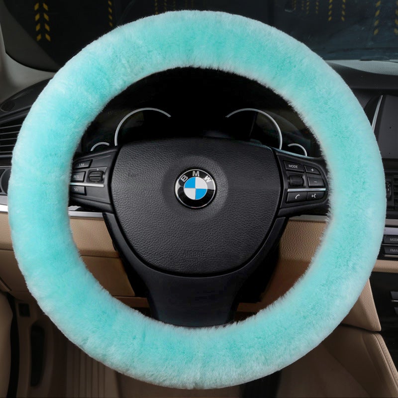 Generic Winter Short Wool Steering Wheel Cover Mint Green  - Image 1
