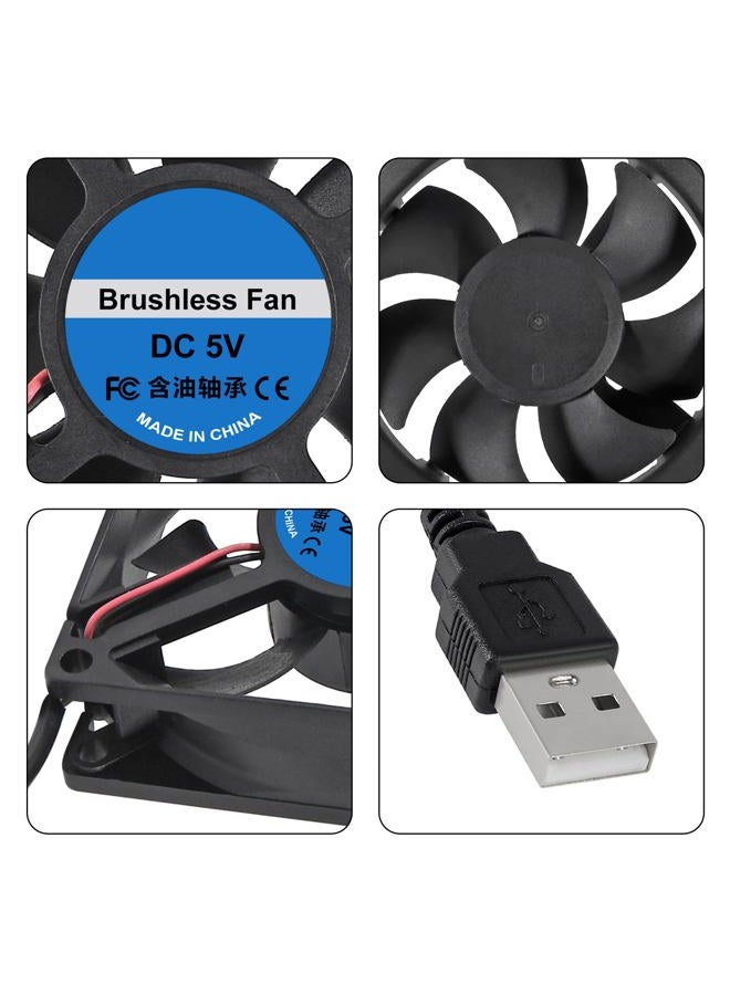 SHUTAO 4Pcs USB Fan DC 5V 8025 80MM Cooling Fan 80x80x25mm USB Cooling Fan Comptuter Case CPU Cooling Fan Laptop with Metal Grill - Image 2