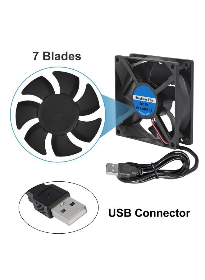 SHUTAO 4Pcs USB Fan DC 5V 8025 80MM Cooling Fan 80x80x25mm USB Cooling Fan Comptuter Case CPU Cooling Fan Laptop with Metal Grill - Image 3