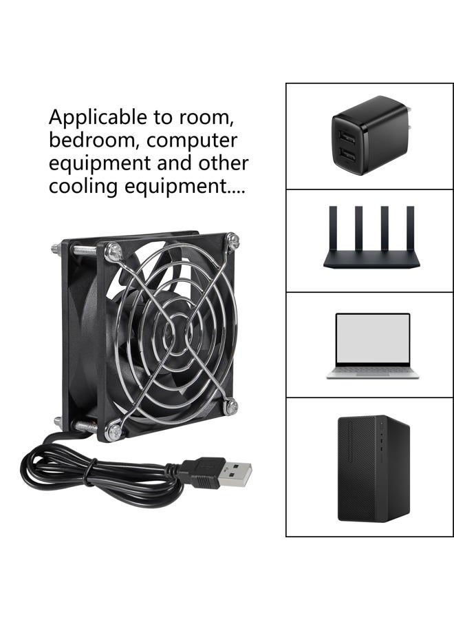 SHUTAO 4Pcs USB Fan DC 5V 8025 80MM Cooling Fan 80x80x25mm USB Cooling Fan Comptuter Case CPU Cooling Fan Laptop with Metal Grill - Image 5