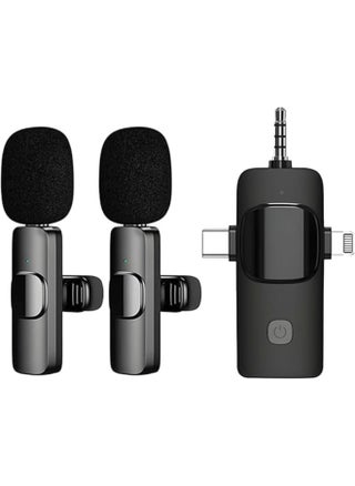 3-in-1 Wireless Microphone with Type-C, Lightning, and AUX – Dual Mic for iOS and Android Devices – Ideal for YouTube and Live Streaming – 2024 Edition – Black - pzsku/ZC0E18127A119B471A2BBZ/45/1750931141/24d1385d-f1a7-4bf4-9d32-659e383c2796