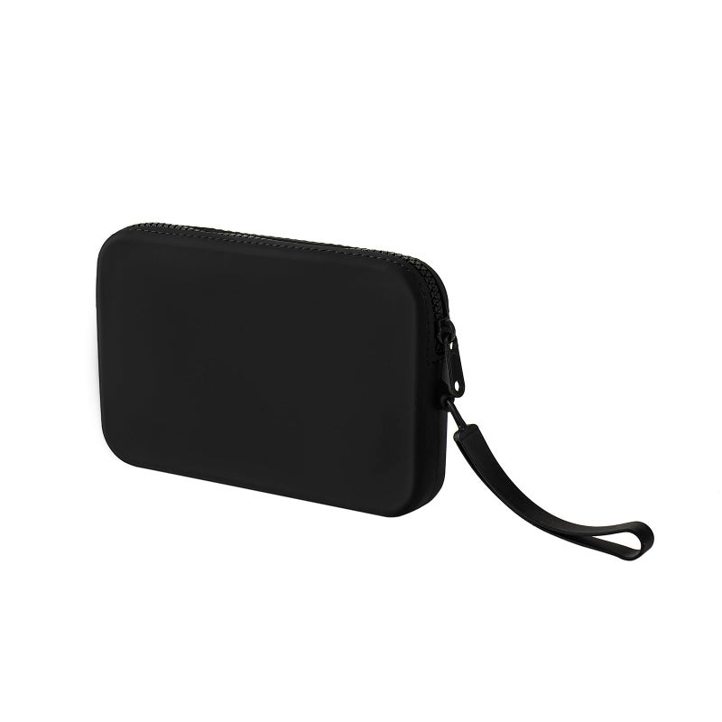 WHHJM Large Silicone Multifunctional Essential Bag Portable Travel Makeup Bag for Women Men Cards Cash Bag Zipper Pouch (Black) - Image 1