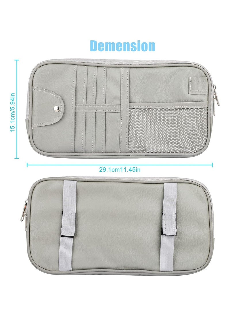 Generic Car Sun Visor Organizer, Auto Leather Storage Pouch with Multi-Pocket, Zippered Net, and Card Holder for License, Registration, Sunglasses, Keys, and Documents – Universal Fit for Car, Truck, and SUV  - Image 5