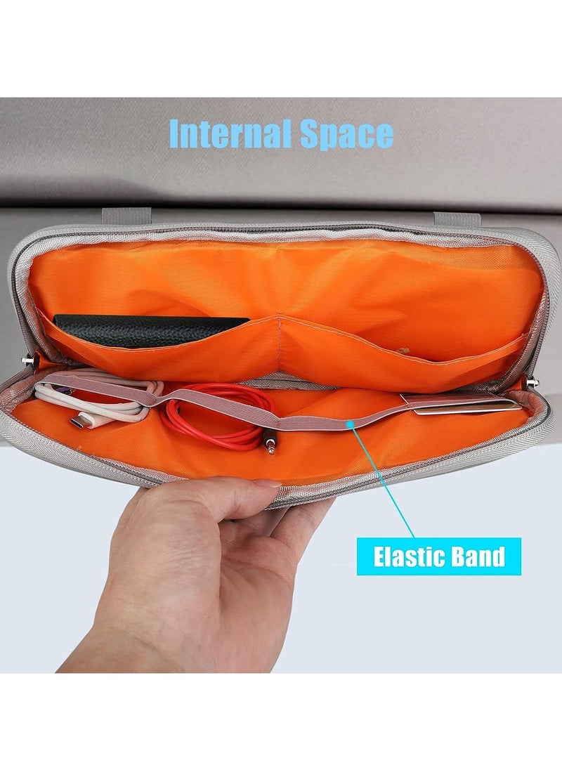 Generic Car Sun Visor Organizer, Auto Leather Storage Pouch with Multi-Pocket, Zippered Net, and Card Holder for License, Registration, Sunglasses, Keys, and Documents – Universal Fit for Car, Truck, and SUV  - Image 2
