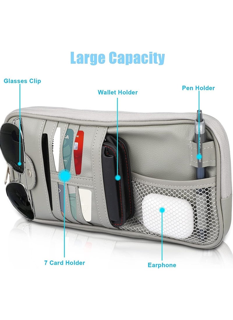 Generic Car Sun Visor Organizer, Auto Leather Storage Pouch with Multi-Pocket, Zippered Net, and Card Holder for License, Registration, Sunglasses, Keys, and Documents – Universal Fit for Car, Truck, and SUV  - Image 3