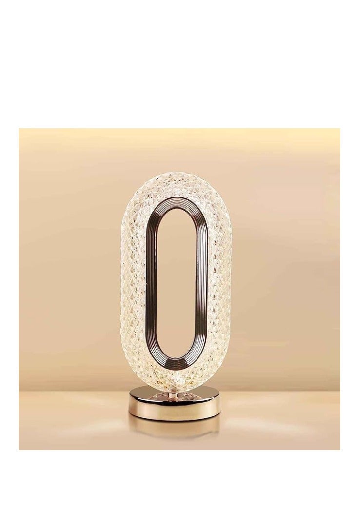 Crystal LED Oval Touch Lamp with 3 Brightness Levels, Multicolor Changing Light, Elegant Decorative Piece for Bedroom or Living Room, Modern Design, Durable Base, Romantic and Stylish Ambience - Image 1