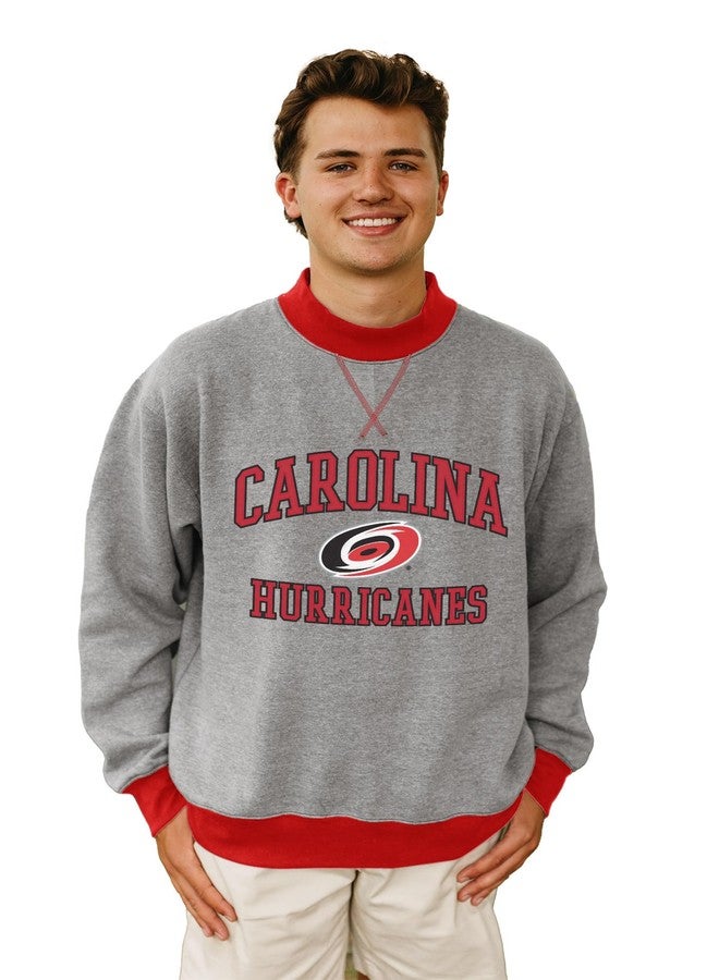 Blue 84 Standard NHL Officially Licensed Mock Crewneck Sweatshirt Twill Embroidery, Graphite - Image 2