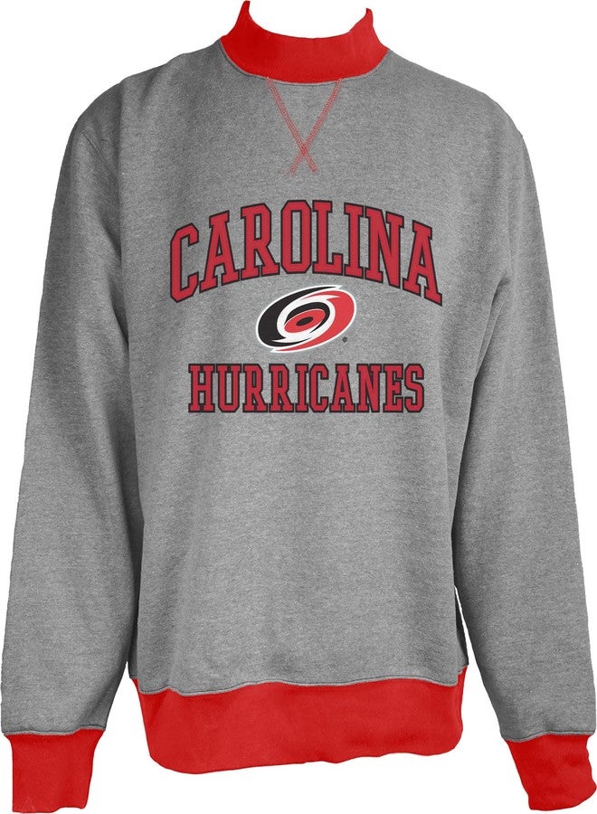 Blue 84 Standard NHL Officially Licensed Mock Crewneck Sweatshirt Twill Embroidery, Graphite - Image 1