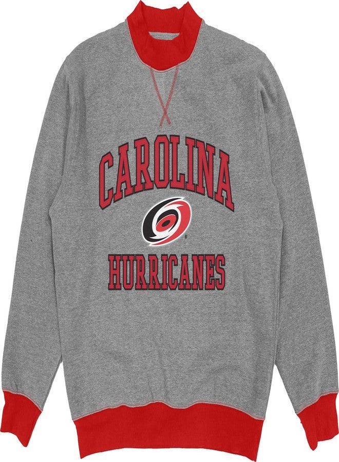 Blue 84 Standard NHL Officially Licensed Mock Crewneck Sweatshirt Twill Embroidery, Graphite - Image 3