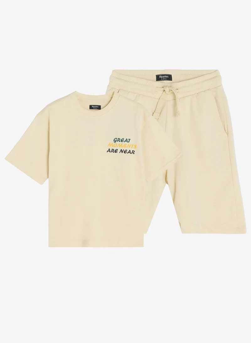 ريبلز مع نمشي Boys Drop Shoulder T-shirt & Shorts Set