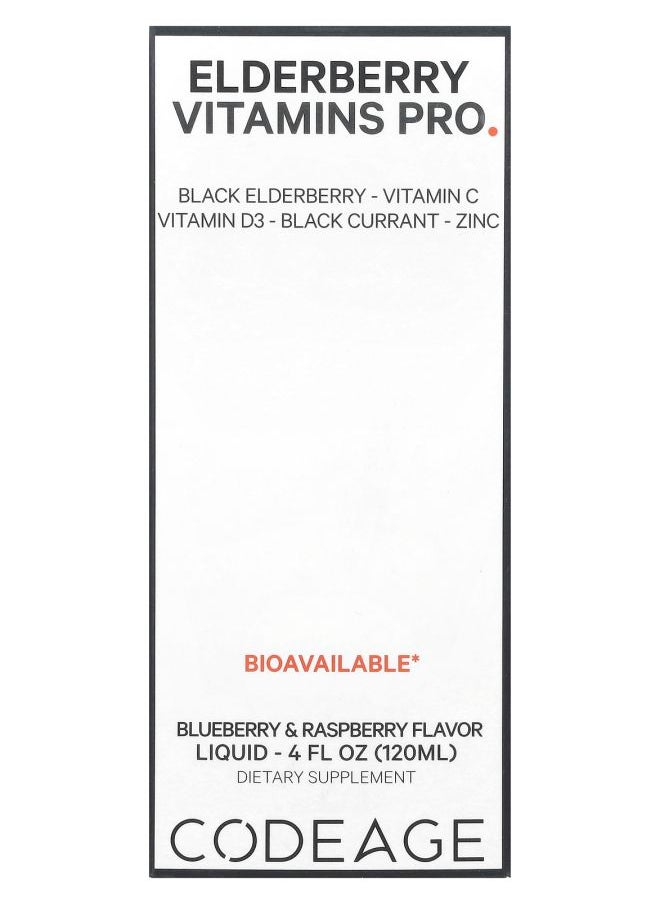 Codeage - Elderberry Vitamins Pro Blueberry & Raspberry 4 fl oz (120 ml) - Image 1