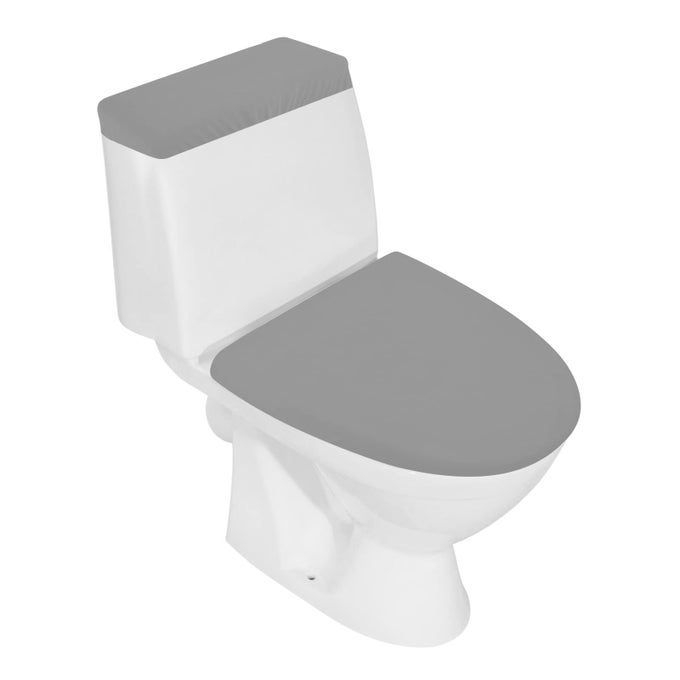 TOILET LID COVER AND TOILET TANK LID COVER BATHROOM TOILET LID SEAT COVER SET STRETCH WASHABLE SPANDEX FABRIC TOILET PROTECTOR COVER FITS MOST TOILET TANKS LIDS GRAY