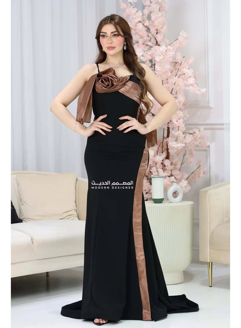 المصمم الحديث فستان أنيق كلاسيكي ستان أنيق وكلاسيكي بتصميم لف على الصدر يبرز جمالك بأسلوب راقٍ وفخم - Image 1