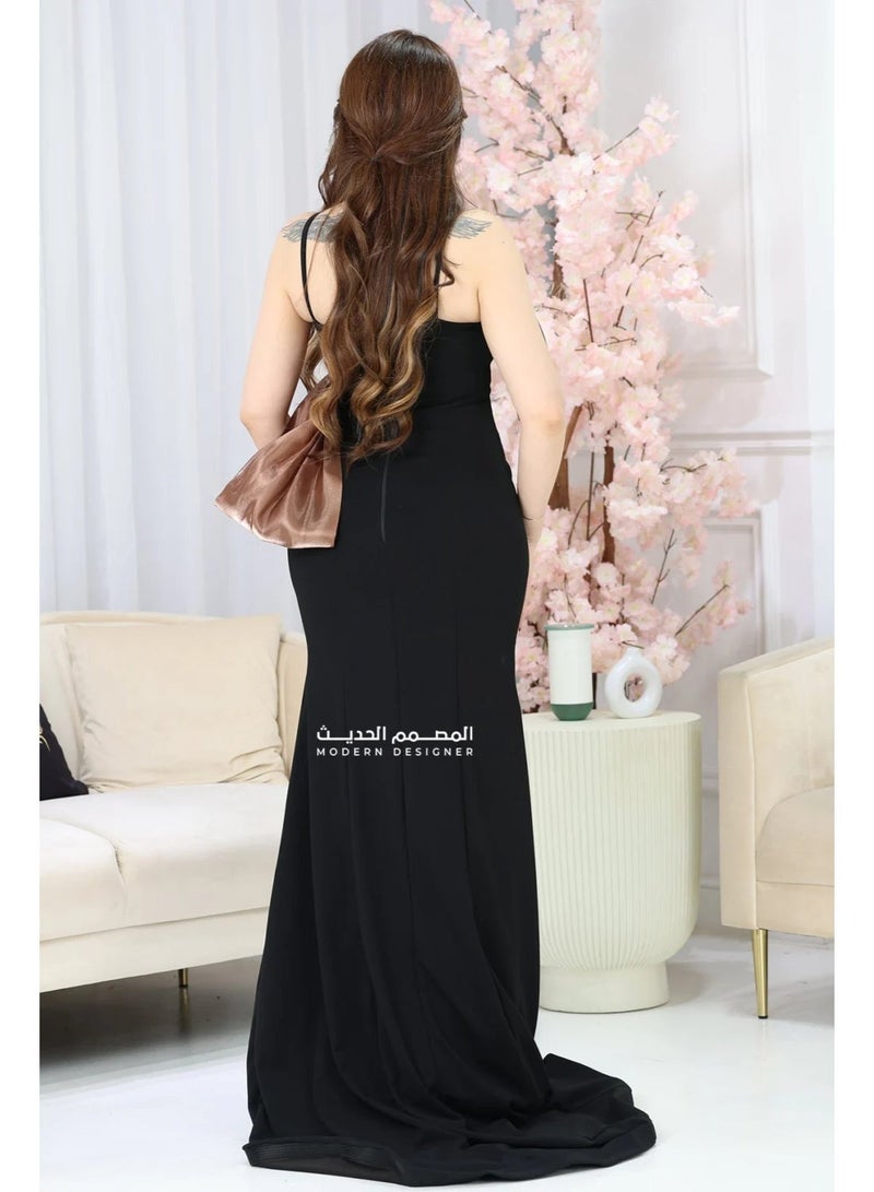 المصمم الحديث فستان أنيق كلاسيكي ستان أنيق وكلاسيكي بتصميم لف على الصدر يبرز جمالك بأسلوب راقٍ وفخم - Image 2