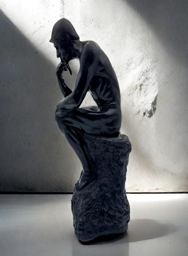 SHTWX Resin The Thinker Thinking Man Statue Sculpture Frgurine Gift for Home Office Living Room Desktop Display Decorative Decoration (Black) - Image 4