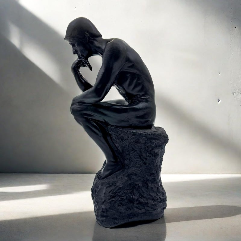 SHTWX Resin The Thinker Thinking Man Statue Sculpture Frgurine Gift for Home Office Living Room Desktop Display Decorative Decoration (Black) - Image 1