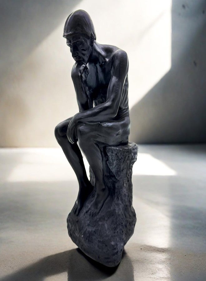 SHTWX Resin The Thinker Thinking Man Statue Sculpture Frgurine Gift for Home Office Living Room Desktop Display Decorative Decoration (Black) - Image 3
