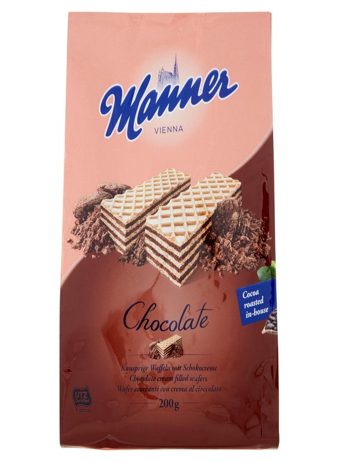 Manner Chocolate Cream Filled Wafers - Delicious Austrian Wafers, Perfect Snack for Busy Families | 200g Bag | Ideal for Home, Office, and On-the-Go | 100% Natural Ingredients