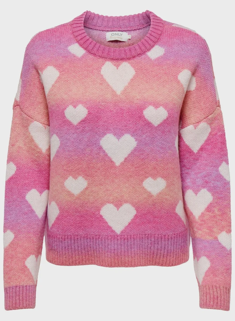 ONLY Heart Printed Sweater