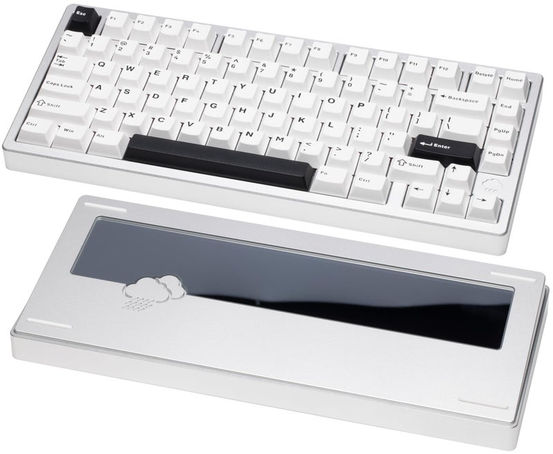 KEEBMONKEY WOBKEY Rainy 75 CNC Aluminum HMX/JWK/Cocoa Switches Triple-Mode Connectivity Mechanical Keyboard with Superior Acoustics, No RGB/PP/Mirrored Glass/3500mAh/Violet Switch (Lite - Silver) - Image 1