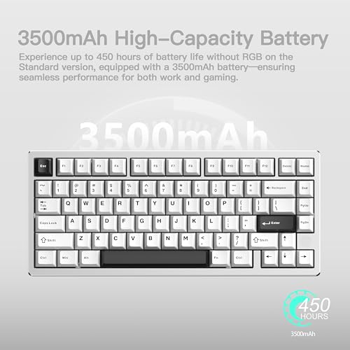 KEEBMONKEY WOBKEY Rainy 75 CNC Aluminum HMX/JWK/Cocoa Switches Triple-Mode Connectivity Mechanical Keyboard with Superior Acoustics, No RGB/PP/Mirrored Glass/3500mAh/Violet Switch (Lite - Silver) - Image 3