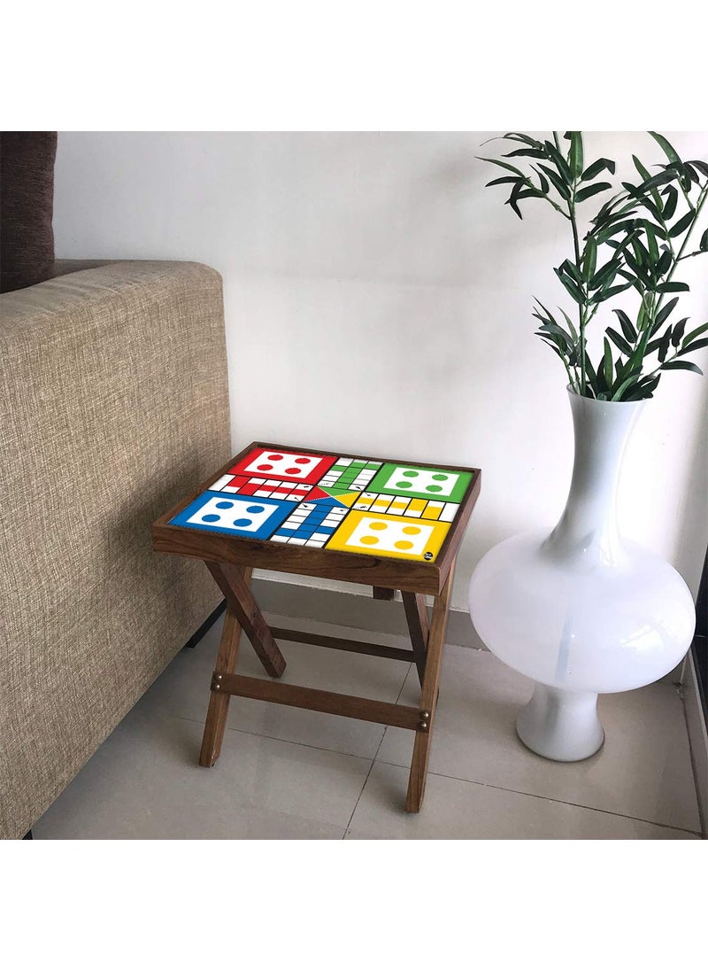 Nutcase Nutcase Ludo Table Folding Teak Wood Side Table Wooden Bedside Baby Nursery Furniture  - Image 1