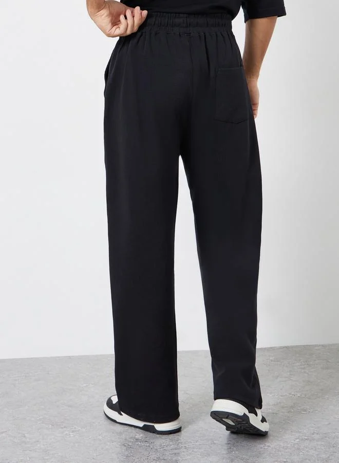 Styli  Men Black Waffle Oversize Joggers for Men | Best Price UAE
