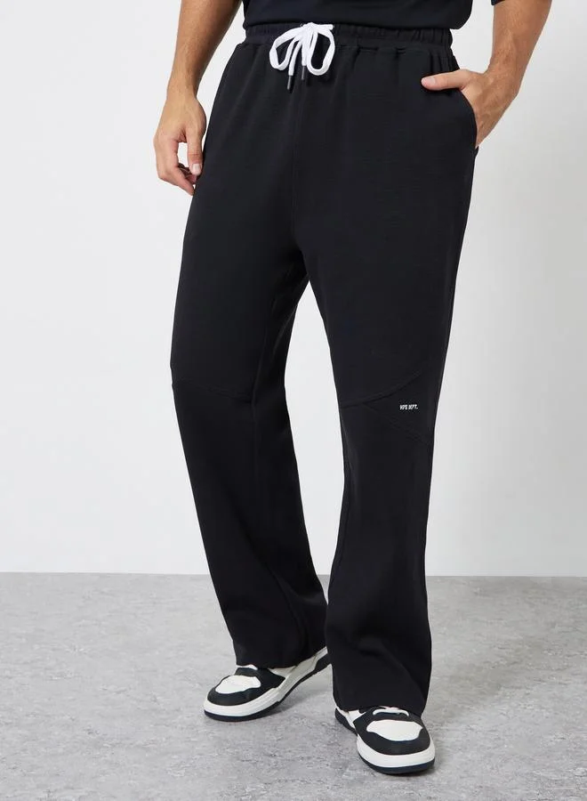 Men Black Waffle Oversize Joggers