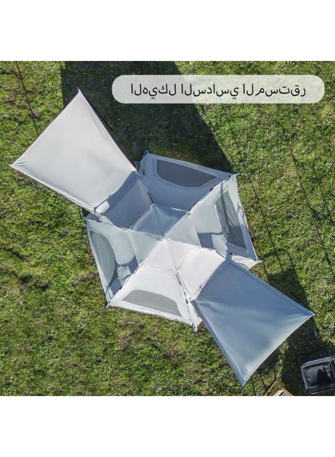 باكي الحوت خيمة سداسية للكامبينج PAKICETUS، تركيب آلي سريع، خيمة عائلية خفيفة الوزن مضادة للرياح، خيمة خارجية محمولة للكامبينج والسفر والرحلات пешком والهيكينج، مع ملحقات كامبينج كاملة، مثالية لعشاق المغامرات - Image 2