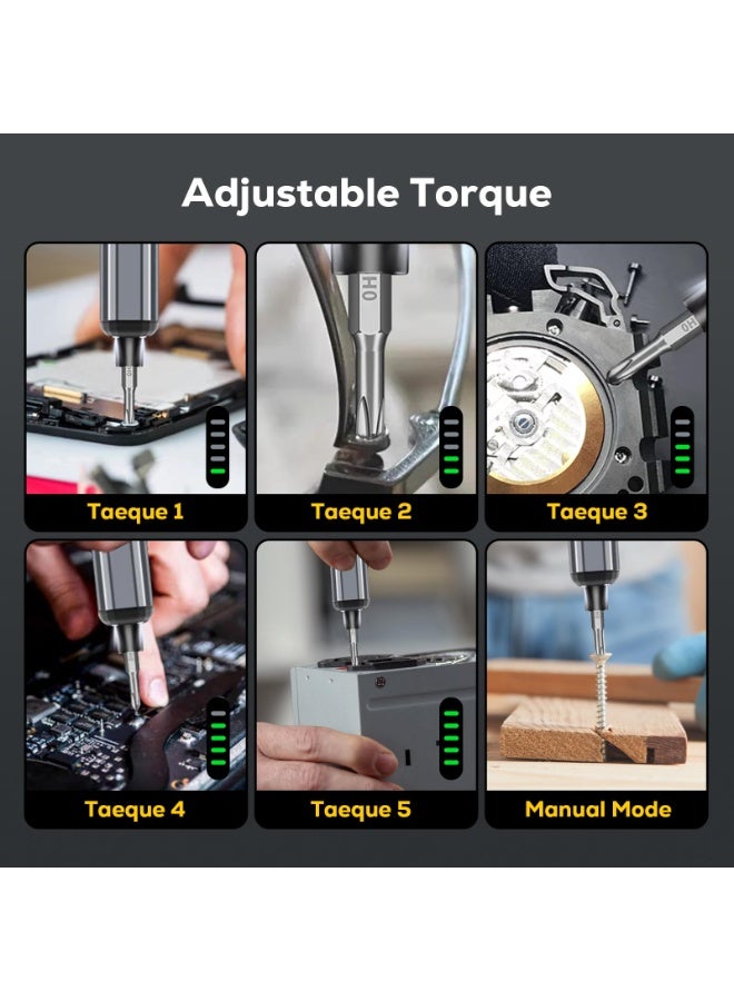 Electric Screwdriver, Power Screwdriver Set 68 in 1 Mini Cordless Screwdriver Rechargeable, 5 Torque Settings 3 LED Lights Precision Screwdriver for PC Accessories Phone Camera Laptop Gifts for Men - Image 5