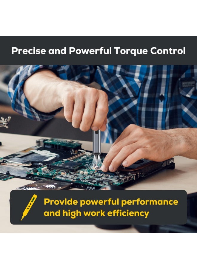 Electric Screwdriver, Power Screwdriver Set 68 in 1 Mini Cordless Screwdriver Rechargeable, 5 Torque Settings 3 LED Lights Precision Screwdriver for PC Accessories Phone Camera Laptop Gifts for Men - Image 4