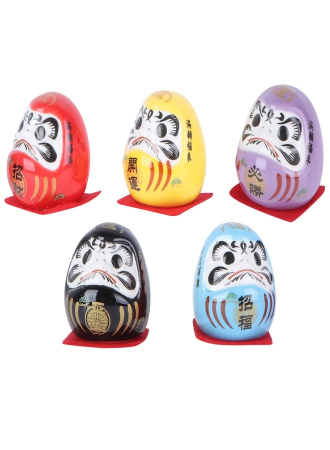HOMSFOU Daruma Figurine 5pcs Mini Daruma Japanese Daruma Ceramics Daruma Fortune Dolls Miniature Daruma Doll Ceramic Fortune Lucky Cat Miniature A Porcelain Daruma Doll - Image 1