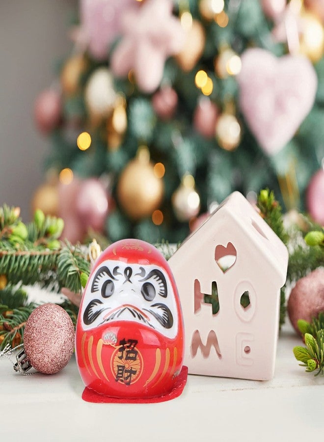 HOMSFOU Daruma Figurine 5pcs Mini Daruma Japanese Daruma Ceramics Daruma Fortune Dolls Miniature Daruma Doll Ceramic Fortune Lucky Cat Miniature A Porcelain Daruma Doll - Image 4