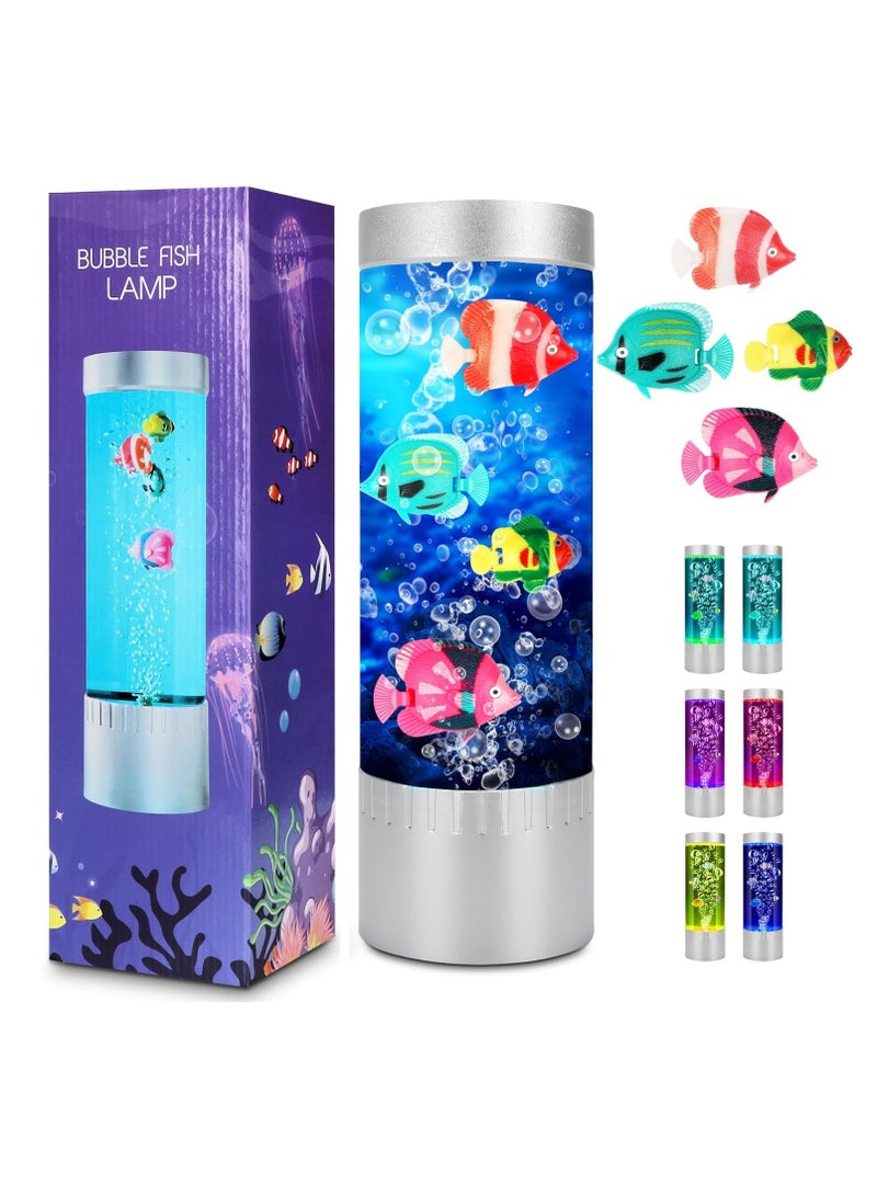 Bubble Fish Lamp Sensory Bubble Tube Lamp Artificial Fish Tank with Moving Fish to Light Up Your Life Like a Lamp - Image 1