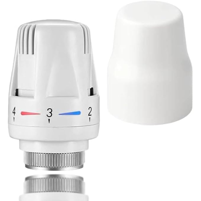 THERMOSTATIC RADIATOR HEAD, THERMOSTATIC HEAD RADIATOR THERMOSTAT HEAD M30*1.5, RADIATOR VALVE REPLACEMENT HEAD + UNIVERSAL PUSH-FIT WHITE PLASTIC RADIATOR CAPFOR HOME OFFICE - Image 1