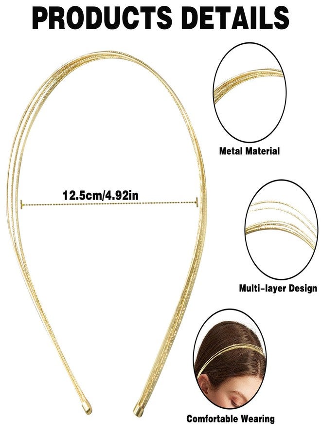 CANIPHA 3Pcs Multi-Layer Metal Headbands for Women, Goldenen Fashion Hair Accessories, Wedding Hair Hoops and Headpieces - Image 2