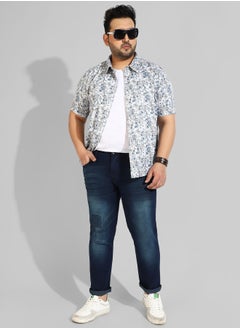 Instafab Plus Men's Classic Blue Dark-Washed Regular Fit Denim Jeans  - Image 5