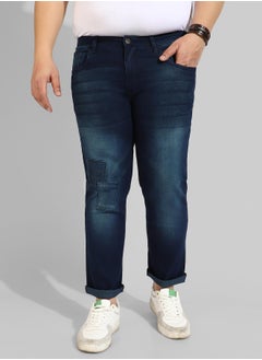 Instafab Plus Men's Classic Blue Dark-Washed Regular Fit Denim Jeans  - Image 2