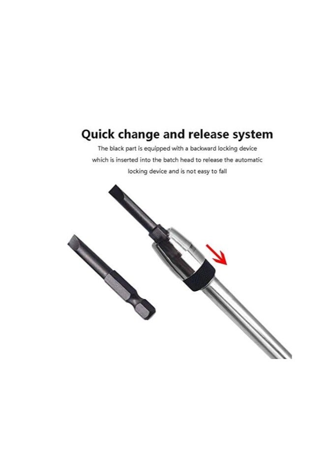 Yakumuz 12 inch Length Quick Release Screwdriver Drill Bit Holder Extension Bar, Yakumuz 1/4" Hex Shank Quick Change Extension Rod Socket for Screws Nuts Drill Hand-held Driver - Image 3