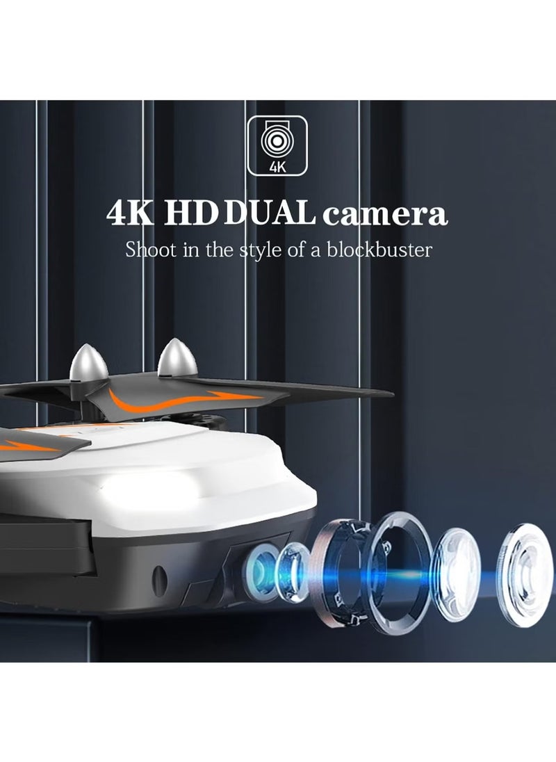 ELTRAZONE - Drone with 4K HD Camera – FPV RC Quadcopter with Altitude Hold, Headless Mode, 3D View, LED Lights, G-Sensor, 3D Flip, One Key Takeoff/Landing, APP & Voice Control, Foldable Design – White - Image 1
